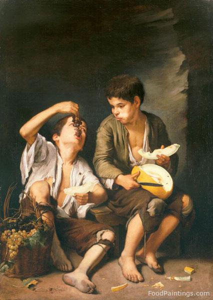 Beggar Boys Eating Grapes and Melon - Bartolome Esteban Murillo - 1645