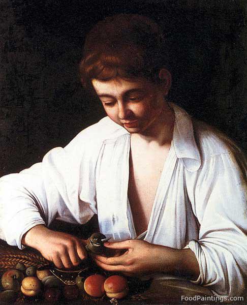Boy Peeling Fruit - Caravaggio - c.1592-3