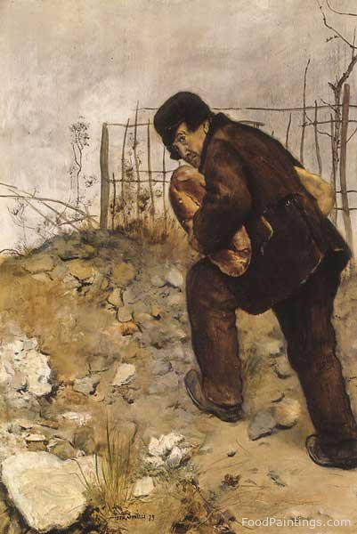 Man with Two Loaves of Bread - Jean Francois Raffaelli - 1879