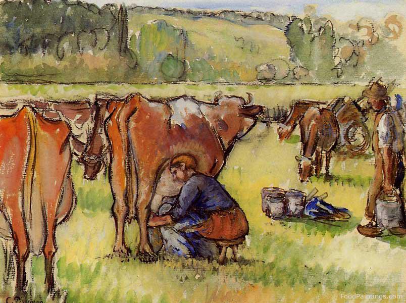 Milking Cows - Camille Pissarro