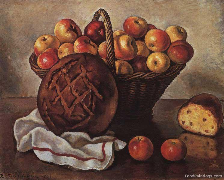 Still Life with Apples and a Round Bread - Zinaida Serebriakova - 1948