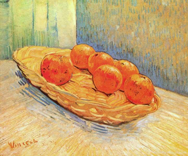 Still Life with Basket and Six Oranges - Vincent van Gogh - 1888