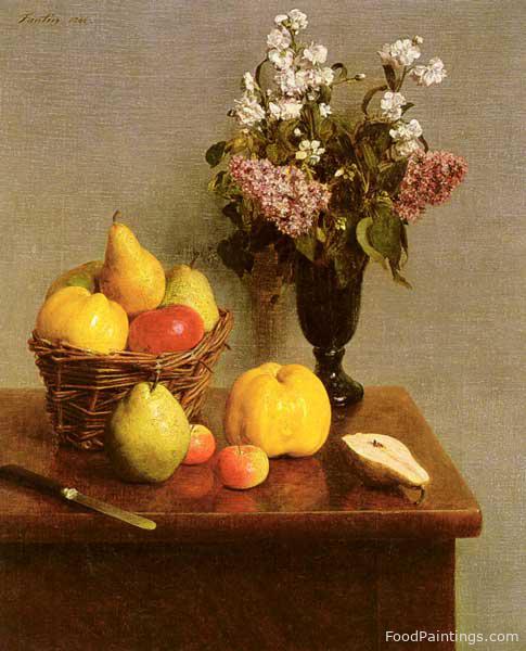 Still Life with Flowers and Fruit - Henri Fantin Latour - 1866