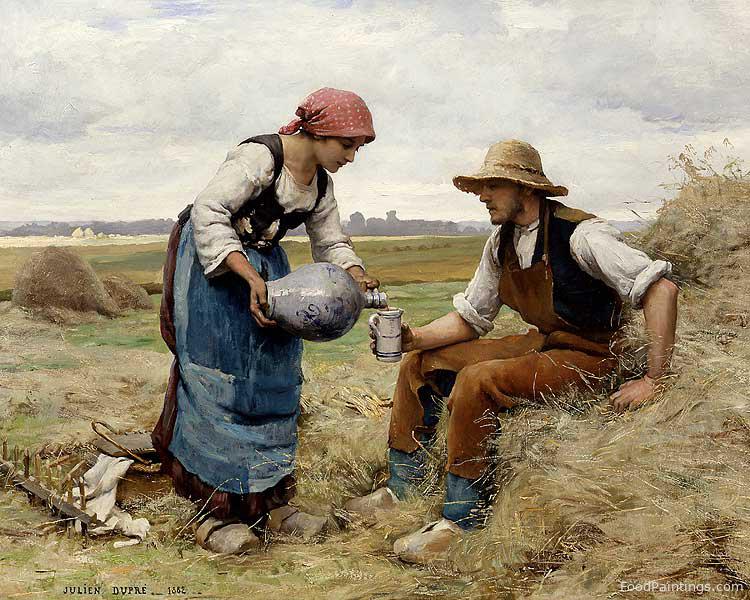 Woman Pouring A Drink - Julien Dupre - 1882