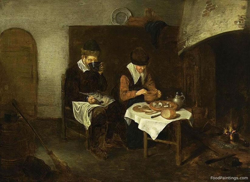 A Couple Having a Meal before a Fireplace - Quiringh van Brekelenkam