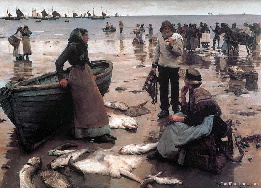 A Fish Sale on a Cornish Beach - Stanhope Alexander Forbes - 1885