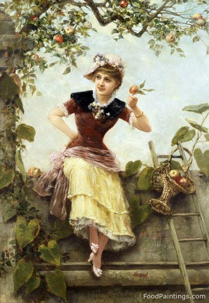 A Girl by an Apple Tree - Emile Eisman Semenowsky - 1886