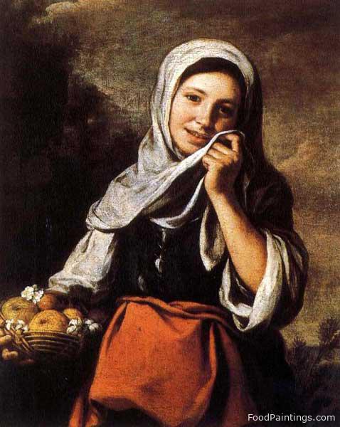 A Girl with Fruits - Bartolome Esteban Murillo - 1660