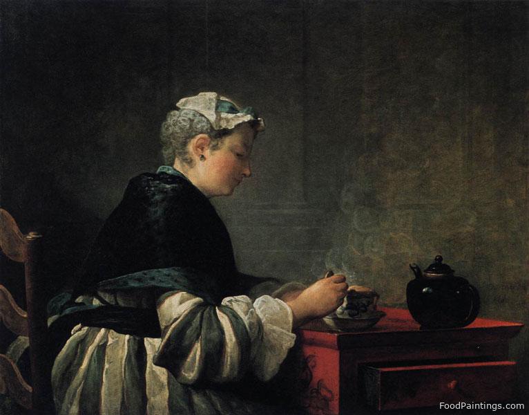A Lady Taking Tea - Jean Baptiste Simeon Chardin - 1735