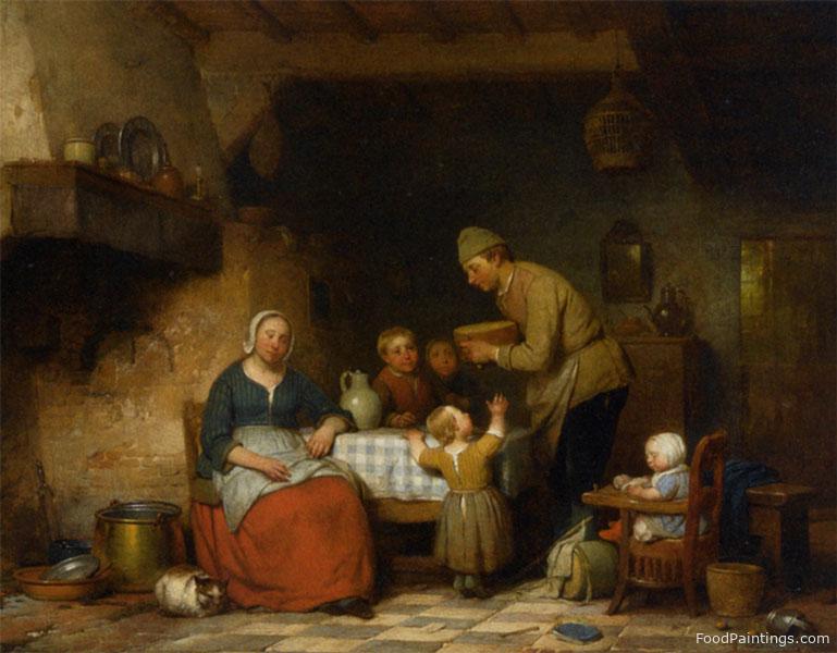 A Peasant Family Gathered around the Kitchen Table - Ferdinand de Braekeleer