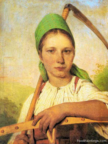 A Peasant Woman with Scythe and Rake - Alexey Venetsianov - 1824