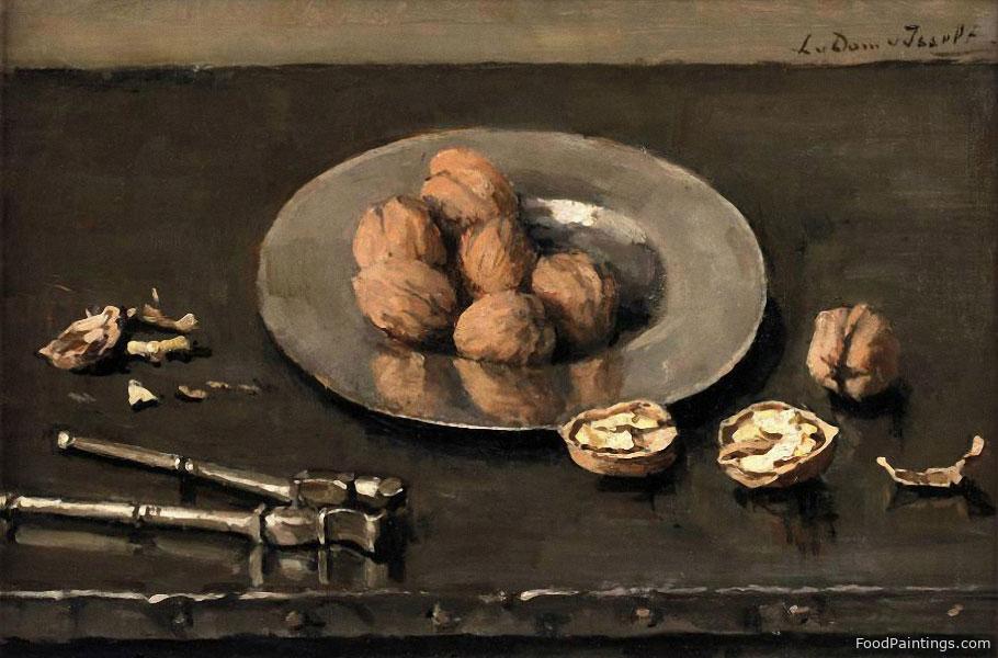 A Still Life with Walnuts on a Pewter Plate - Lucie van Dam van Isselt