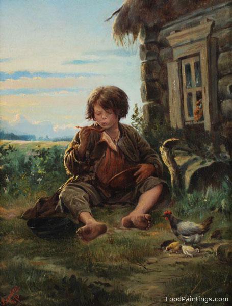 A Young Boy Eating Soup - Vladimir Makovski - 1870