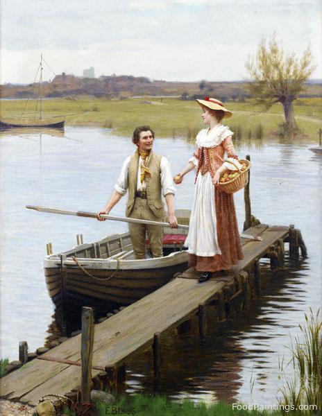 An Apple for the Boatman - Edmund Blair Leighton - 1896