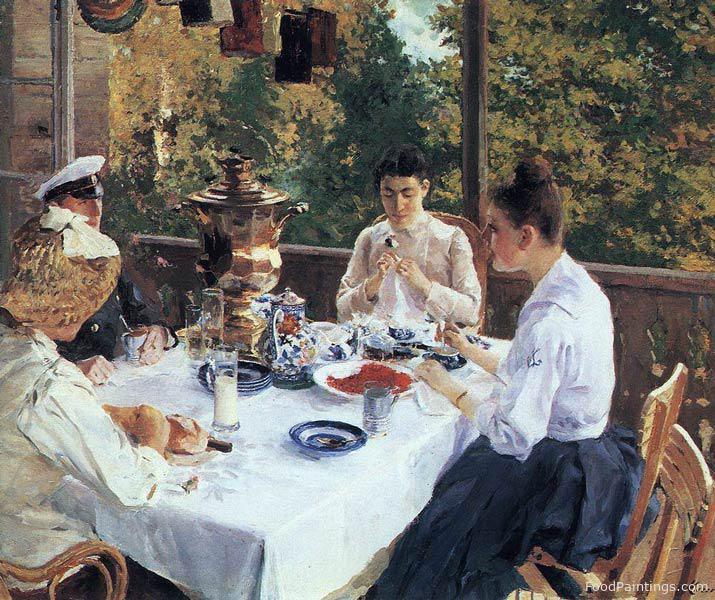 At the Tea Table - Konstantin Korovin - 1888