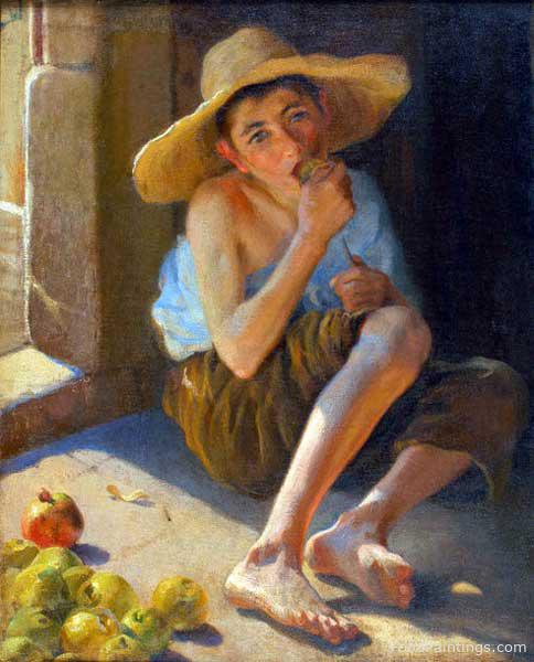 Boy Eating Fruit - Laureano Barrau