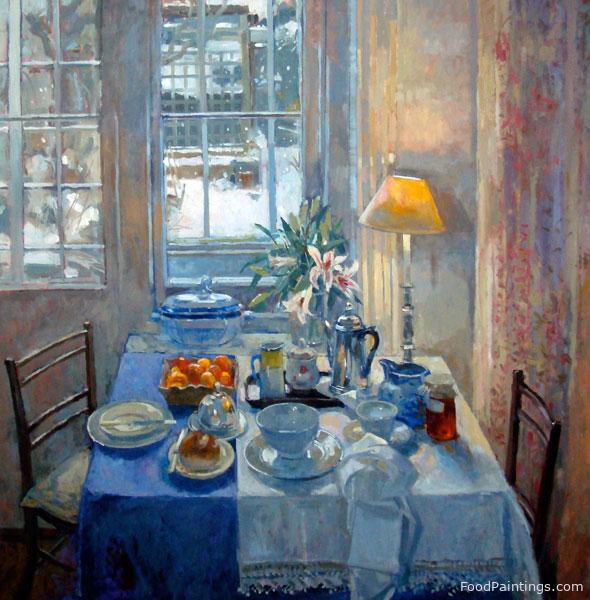 Breakfast in the Studio, Winter - Pamela Kay