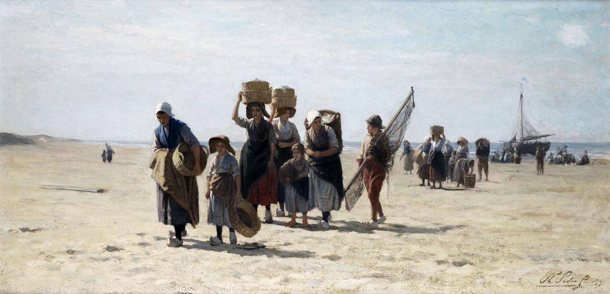 Bringing in the Catch - Philippe Lodewijk Sadee - 1879