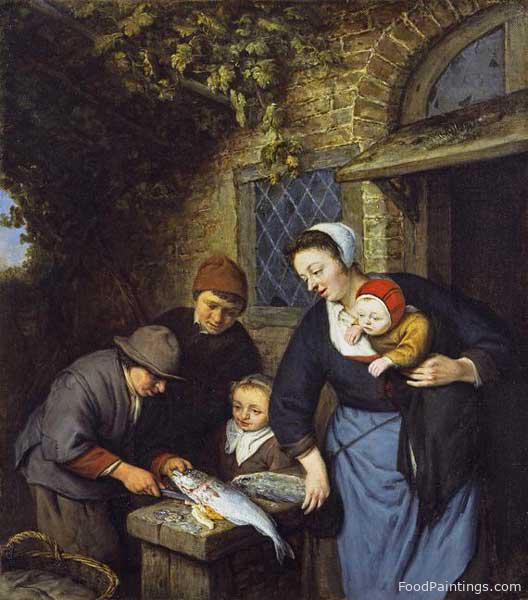 Buying Fish - Adriaen van Oolen - 1669