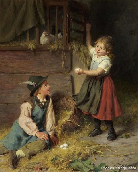 Children Collecting Eggs - Felix Schlesinger