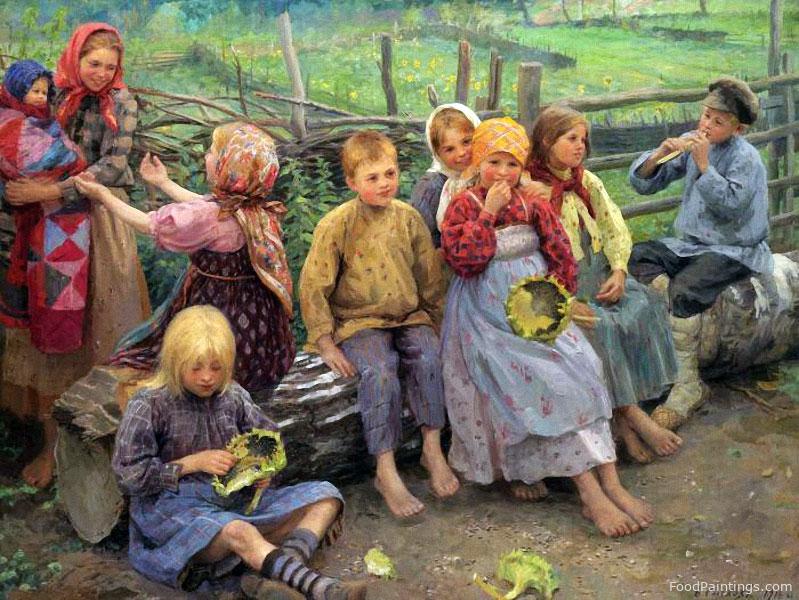 Children with Sunflowers - Fedot Sychkov - 1916