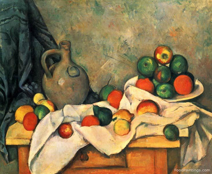 Curtain, Jug and Fruit - Paul Cezanne - 1894