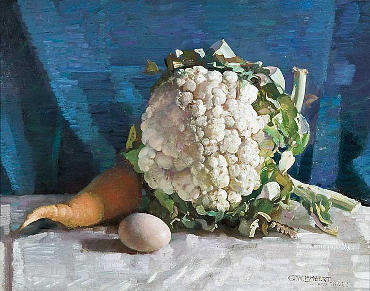 Egg and Cauliflower Still Life - George Lambert - 1926