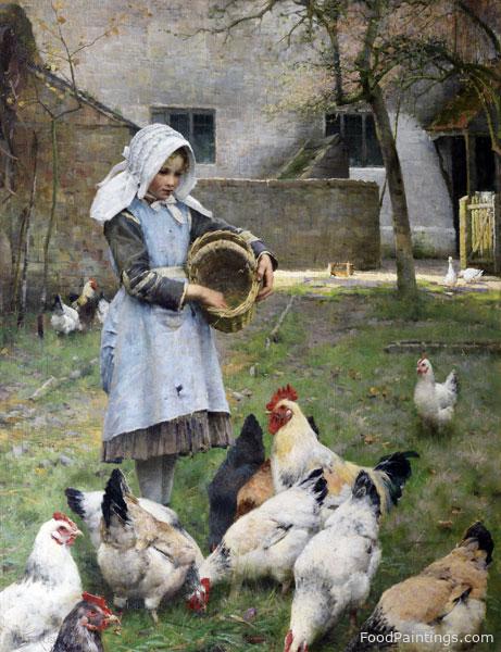 Feeding the Chickens - Walter Frederick Osborne - 1885
