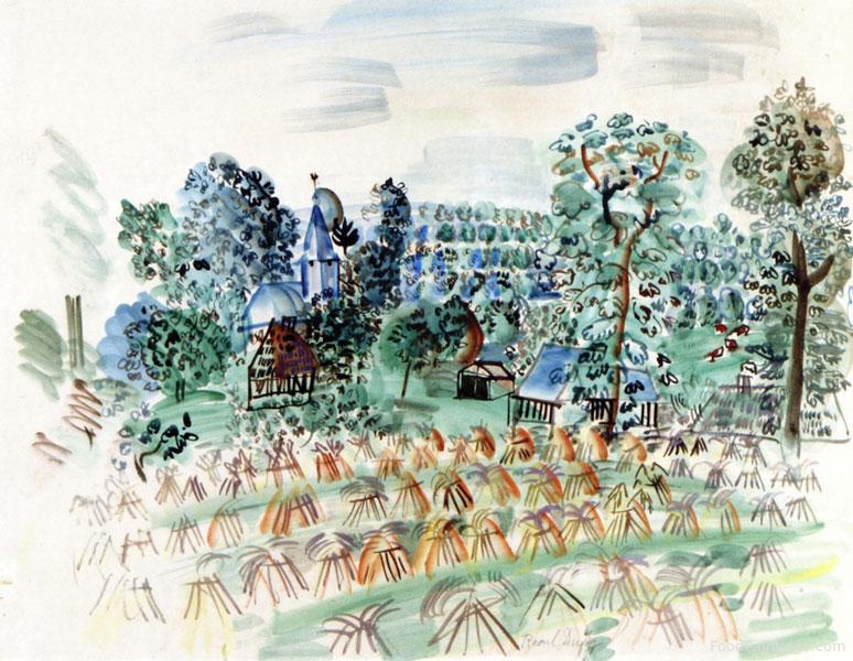 Field of Wheat near a Small Village - Raoul Dufy - c. 1928-1929