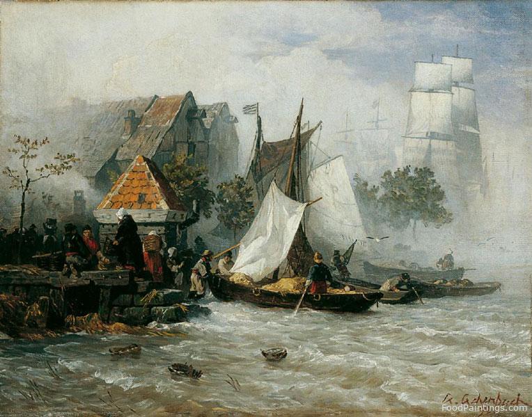 Fisherboats at the Mole - Andreas Achenbach - 1877