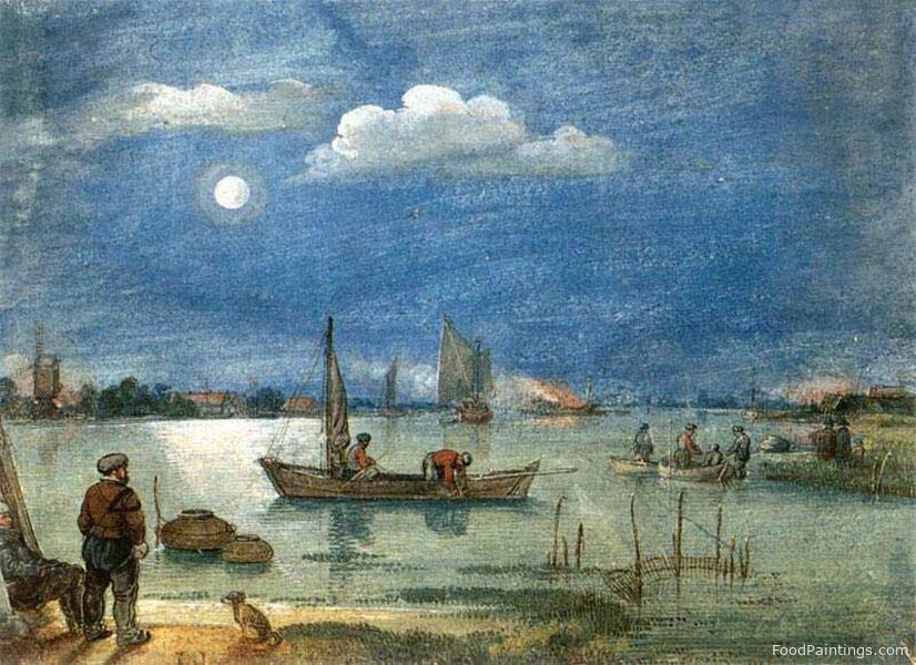 Fishermen by Moonlight - Hendrick Avercamp - 1620