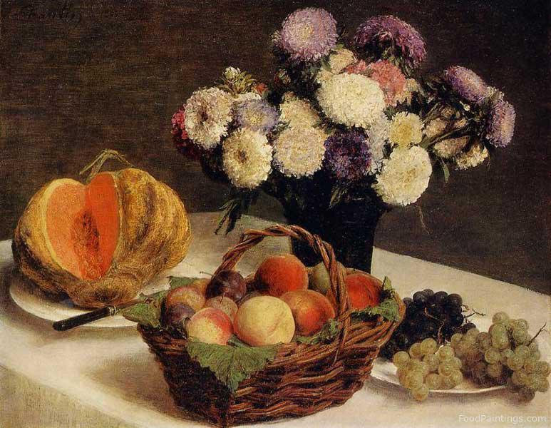 Flowers and Fruit, a Melon - Henri Fantin Latour - 1865