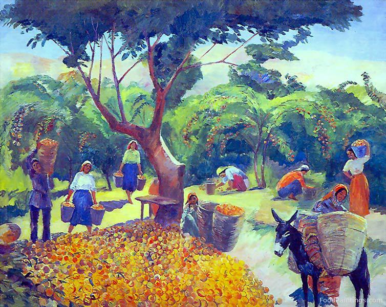 Gathering Peaches in the Collective Farm in Armenia - Martiros Saryan - 1938