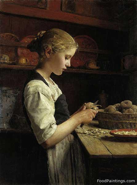 Girl Peeling Potatoes - Albert Anker - 1886