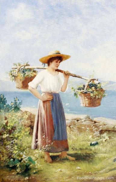 Girl with Grape Baskets - Basilio Coletti - 1874