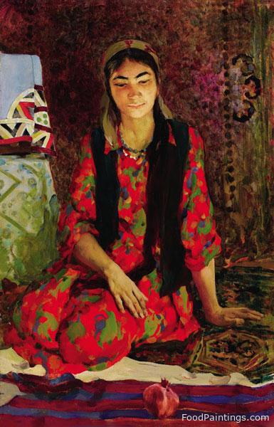 Girl with Pomegranate - Yuri Skorikov - c. 1950