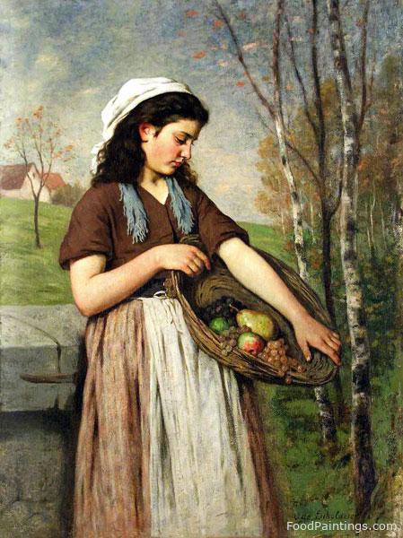 Girl with a Fruit Basket - Otto Scholderer - c. 1869