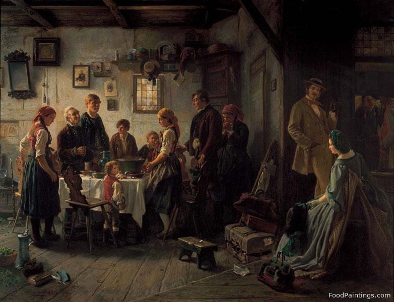 Grace before Meal: A Swabian Post Office in the Black Forest - Carl Wilhelm Hubner - 1863