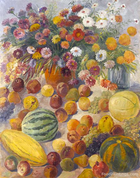 Harvest Still Life, Flowers and Fruits - Martiros Saryan - 1951