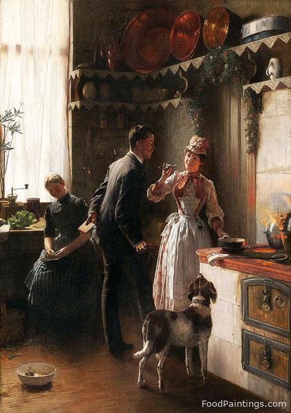 Honeymoon (The Young Husband in the Kitchen) - Berthold Genzmer - 1889