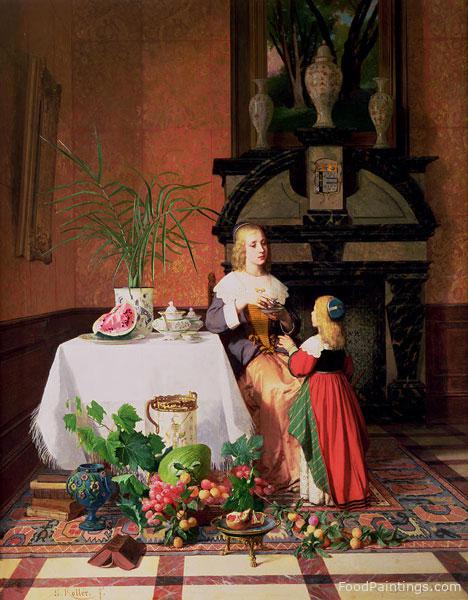 Interior with Figures and Fruit - David Emile Joseph de Noter