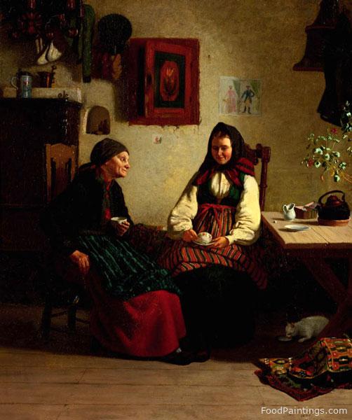 Interior with Two Women Drinking Coffee - Jakob Kulle - 1876