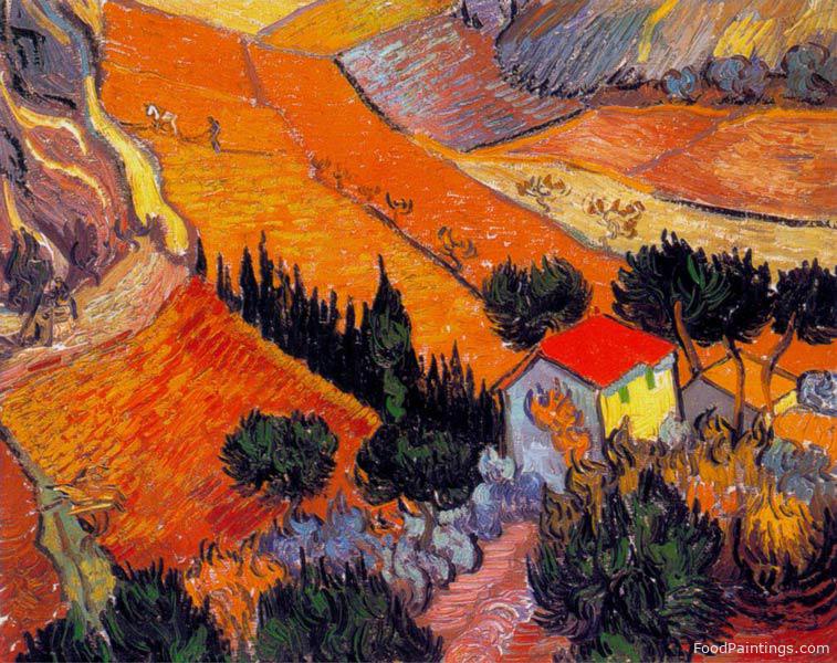 Landscape with House and Ploughman - Vincent van Gogh - 1889