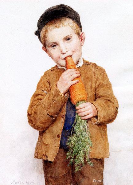 Little Boy with Big Carrot - Albert Anker - 1904