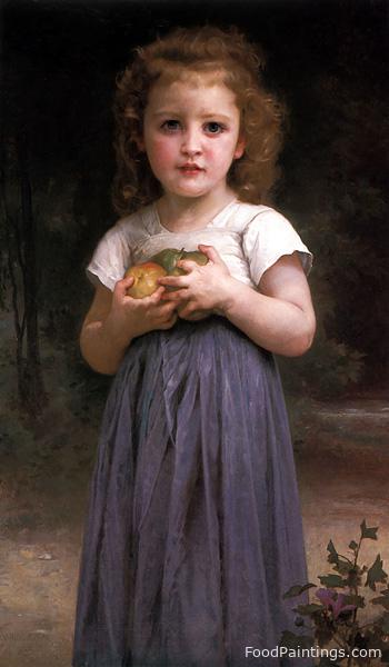 Little Girl Holding Apples in Her Hands - William Adolphe Bouguereau - 1895