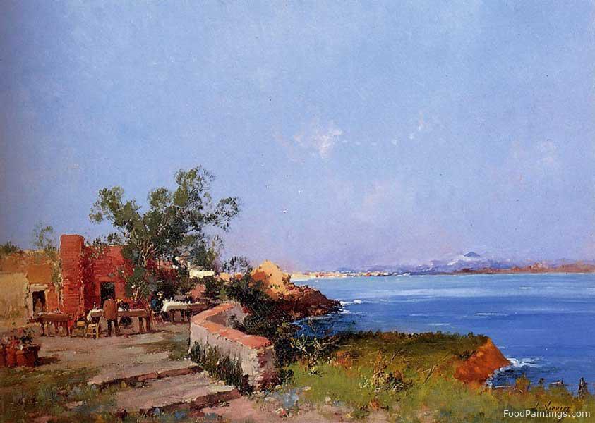 Lunch on a Terrace with a View of the Bay of Naples - Eugne Galien Laloue