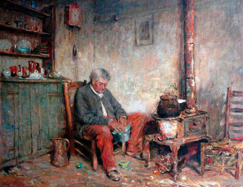 Old Man Cooking - Andrew Colley - c. 1910