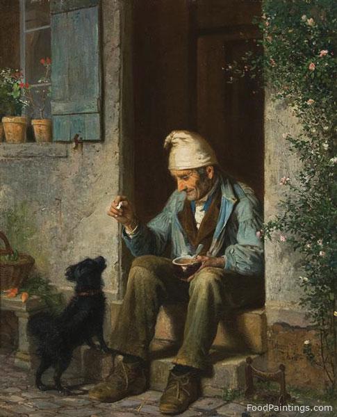 Old Man Feeding a Dog - James Wells Champney - 1874