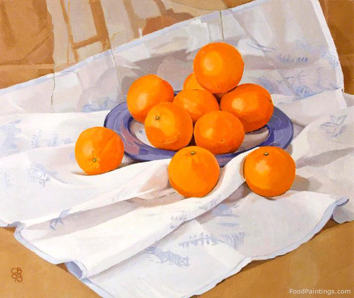 Oranges on a Blue and White Cloth - Christina Bingle - 1998