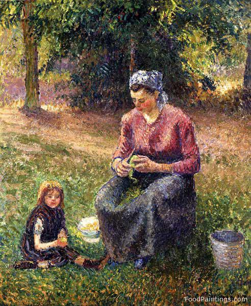 Peasant Woman and Child, Eragny - Camille Pissarro - 1893